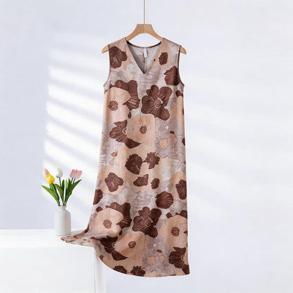 Camicia da notte senza maniche con stampa floreale artistica - Rosa avena - 2XL - image 0
