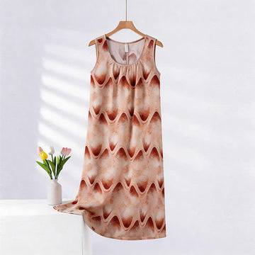 Camicia da notte senza maniche con stampa artistica a onde - Rosa Nudo - 2XL - image 0