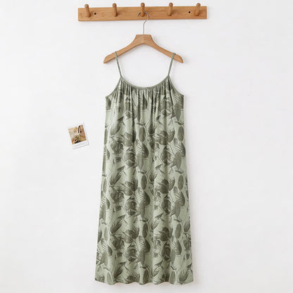 Camicia da notte artistica con foglie verdi - image 4