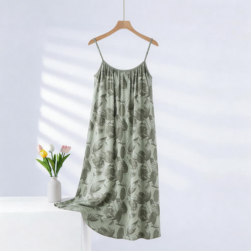 Camicia da notte artistica con foglie verdi - Verde chiaro - 2XL - image 0
