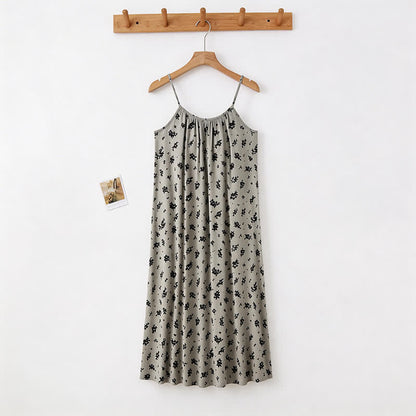 Camicia da notte vintage con canotta a fantasia floreale e foglie. - image 4