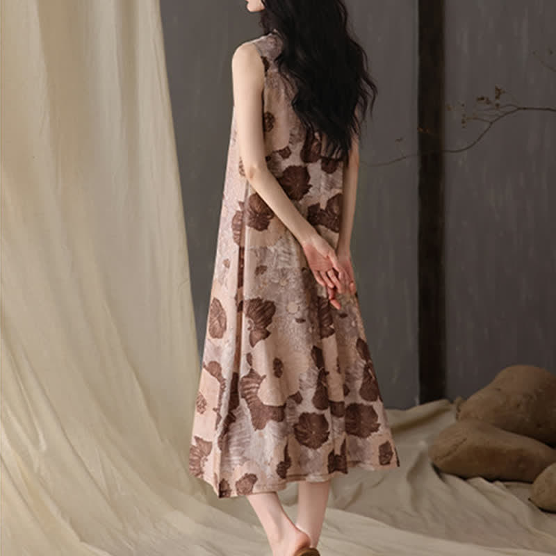 Camicia da notte senza maniche con stampa floreale artistica - image 4