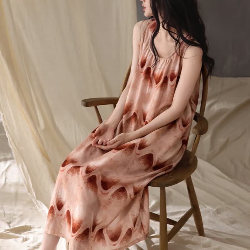 Camicia da notte senza maniche con stampa artistica a onde - image 3