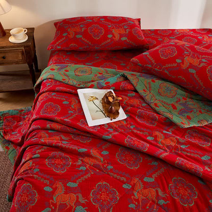 Trapunta vintage in garza di cotone con motivo jacquard di cavalli - image 6