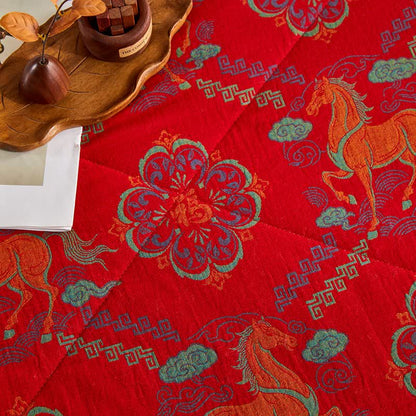 Trapunta vintage in garza di cotone con motivo jacquard di cavalli - image 9