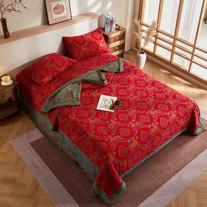 Trapunta vintage in garza di cotone con motivo jacquard di cavalli - image 4