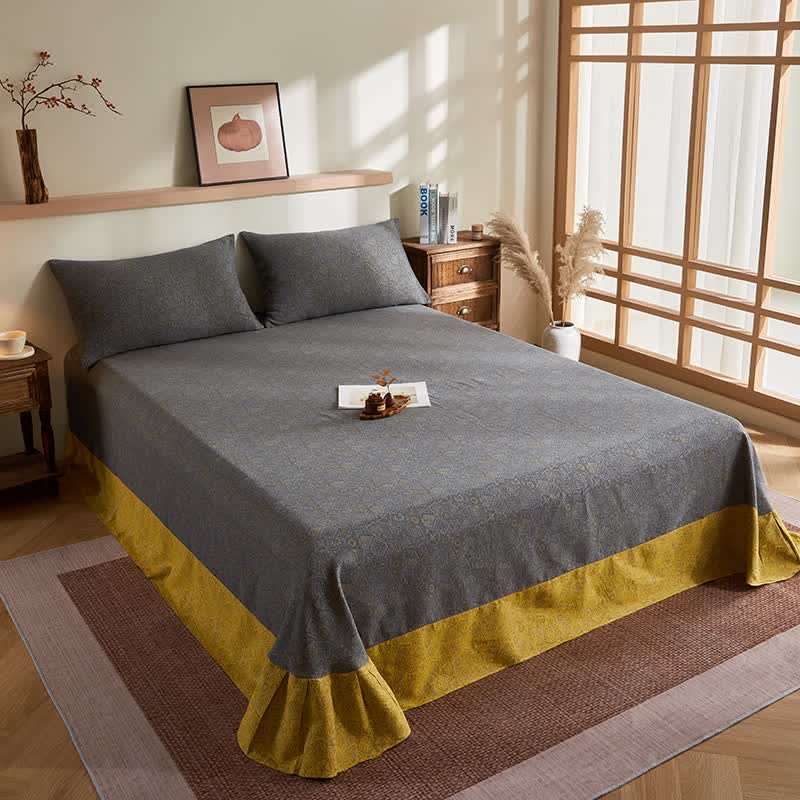 Trapunta jacquard in garza di cotone con motivo delicato - Lenzuolo piano con 2 federe - 245cm x 250cm - image 6