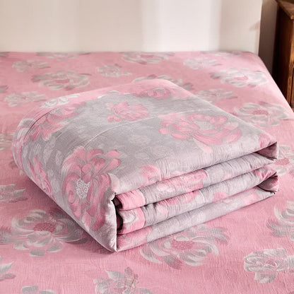 Trapunta jacquard rustica in garza di cotone con motivo floreale - image 7