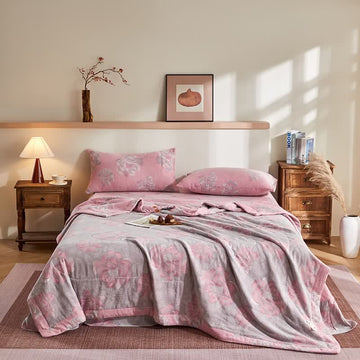 Trapunta jacquard rustica in garza di cotone con motivo floreale - Set di biancheria da letto - Matrimoniale Grande - image 0