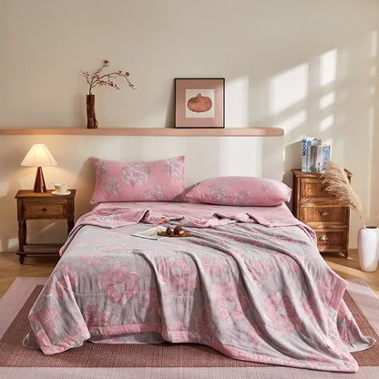 Trapunta jacquard rustica in garza di cotone con motivo floreale - Set di biancheria da letto - Matrimoniale Grande - image 0