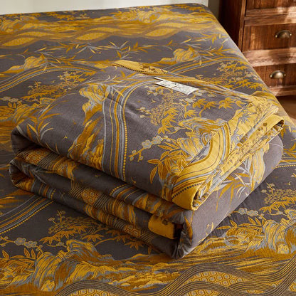 Trapunta jacquard con motivi di montagne e bambù in garza di cotone - image 7