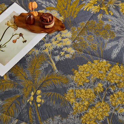 Trapunta jacquard con motivo botanico ad albero in garza di cotone - image 8