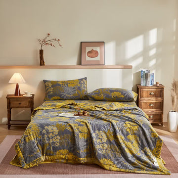 Trapunta jacquard con motivo botanico ad albero in garza di cotone - Set di biancheria da letto - Matrimoniale Grande - image 0