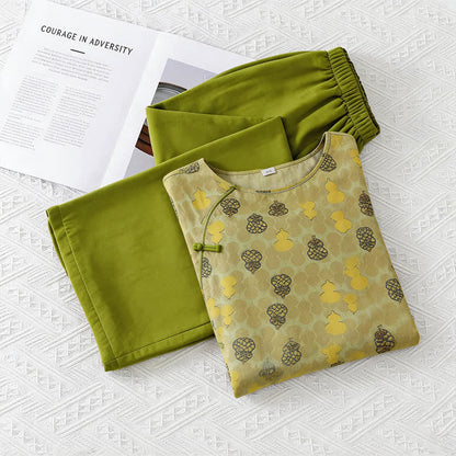 Completo da casa con stampa a zucca, ispirato allo stile orientale. - image 11