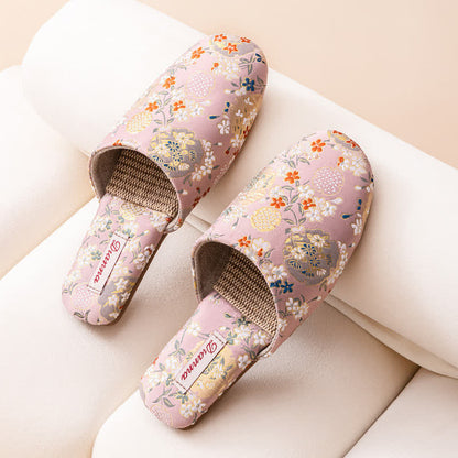 Pantofole da casa in raso ricamato in stile Chinoiserie - Rosa - L - image 4