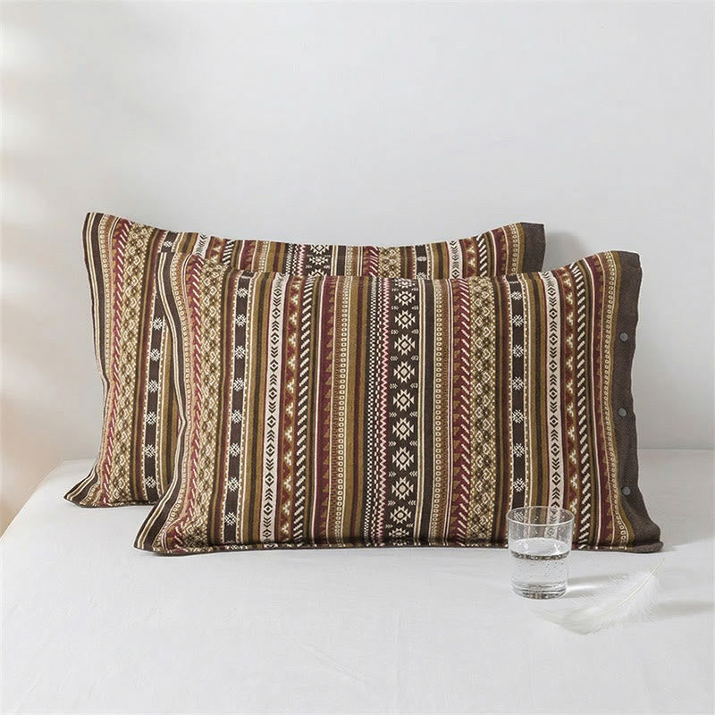 Federe in puro cotone con bottoni in stile bohémien (2 pezzi) - 52 cm x 76 cm - image 0