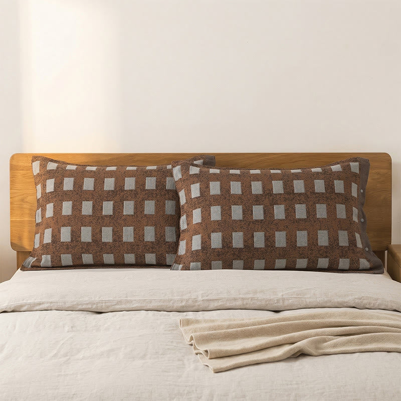 Federe moderne in cotone jacquard (2 pezzi) - Grigio - 52 cm x 76 cm - image 0