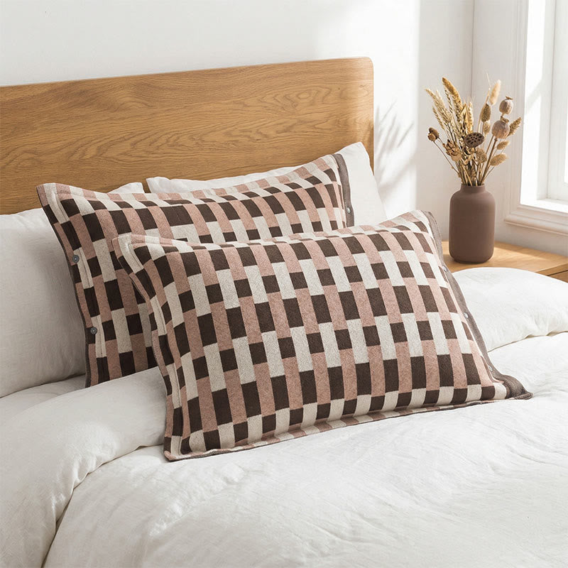 Federe in puro cotone a righe miste (2 pezzi) - Marrone e beige - 52 cm x 76 cm - image 0