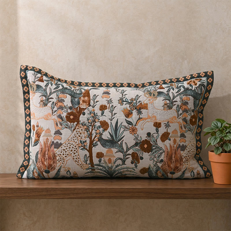 Federe in puro cotone jacquard con bottoni (2 pezzi) - Arancione e verde - 80 cm x 54 cm - image 0