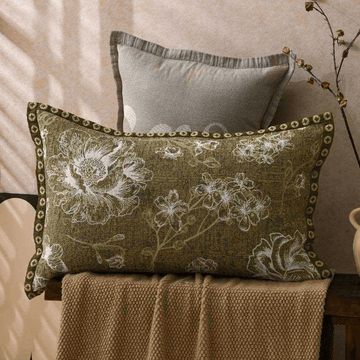 Federe in puro cotone jacquard con motivo floreale (2 pezzi) - Verde - 80 cm x 54 cm - image 0