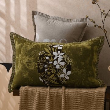 Federe in puro cotone jacquard con motivo floreale (2 pezzi) - Verde - 80 cm x 54 cm - image 0