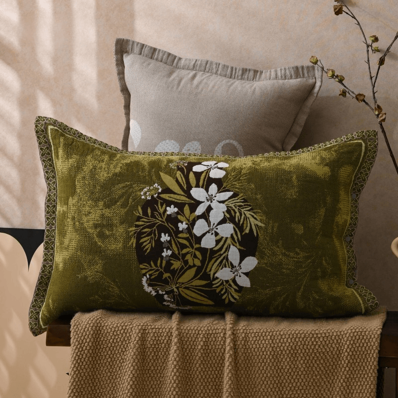 Federe in puro cotone jacquard con motivo floreale (2 pezzi) - Verde - 80 cm x 54 cm - image 0
