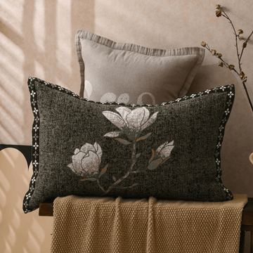 Federe in puro cotone jacquard con stampa magnolia (2 pezzi) - Verde - 80 cm x 54 cm - image 0