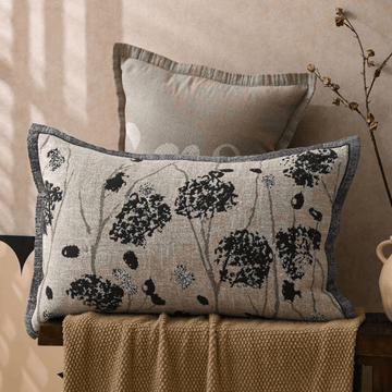 Federe in jacquard di cotone con motivo floreale e bottoni (2 pezzi) - Nero - 80 cm x 54 cm - image 0