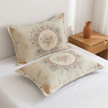 Federe in cotone e lino con motivo floreale "Grateful" (2 pezzi) - Marrone e Giallo - 48 cm x 74 cm - image 2