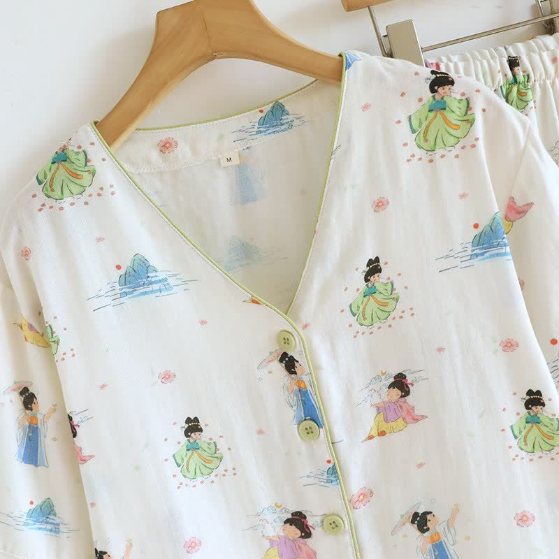 Pigiama in cotone stile principessa orientale vintage (3 pezzi) - image 3