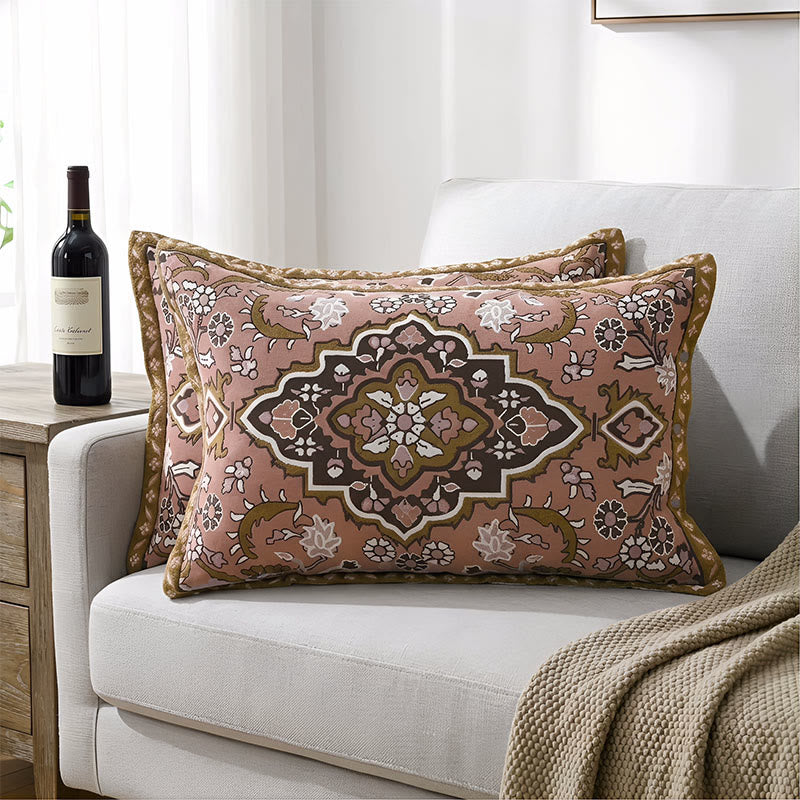 Federe in jacquard bohémien con bottoni (2 pezzi) - Marrone - 80 cm x 54 cm - image 0