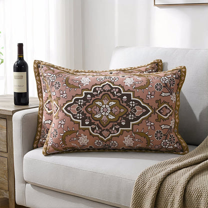 Federe in jacquard bohémien con bottoni (2 pezzi) - Marrone - 80 cm x 54 cm - image 0