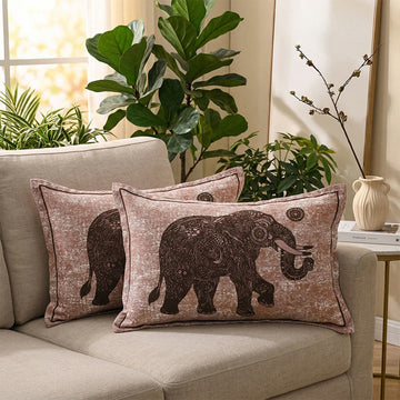 Federe bohémien con mandala ed elefante (2 pezzi) - Marrone - 80 cm x 54 cm - image 0