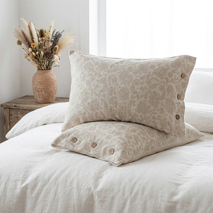 Federe con bottoni in jacquard floreale (2 pezzi) - image 1