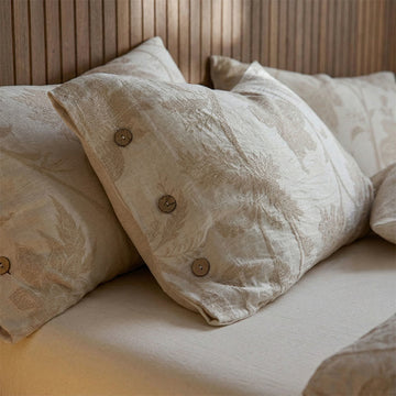 Federe in cotone e lino con stampa floreale vintage (2 pezzi) - Marrone chiaro - 48 cm x 74 cm - image 0