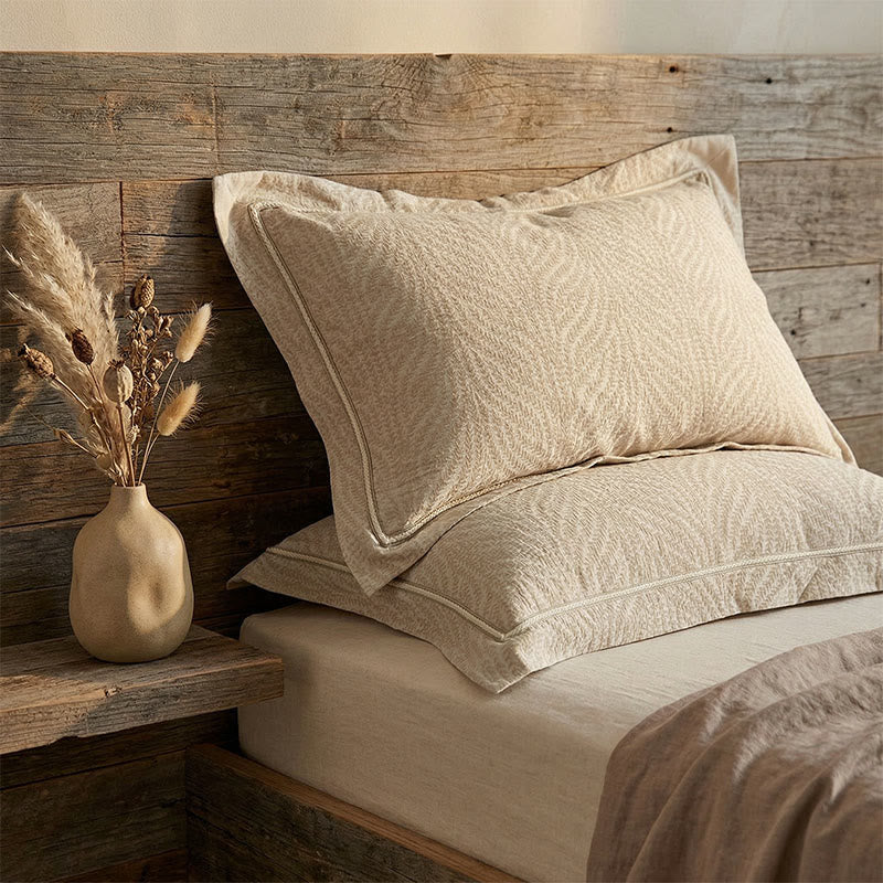 Federe a busta in jacquard color grano (2 pezzi) - image 1