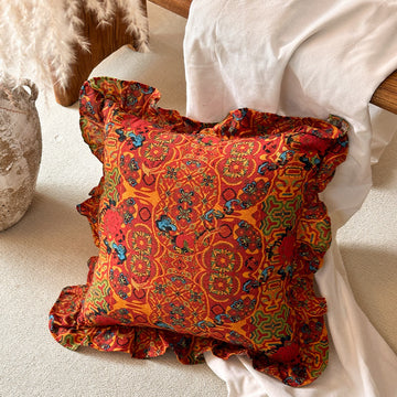 Cuscino decorativo con volant geometrici marocchini - Arancia - 45 cm x 45 cm - image 0