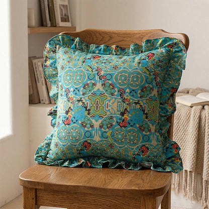 Cuscino decorativo con volant geometrici marocchini - Blu - 45 cm x 45 cm - image 2