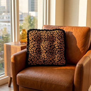 Cuscino decorativo quadrato con stampa leopardata - Nero e Arancione - 45 cm x 45 cm - image 0