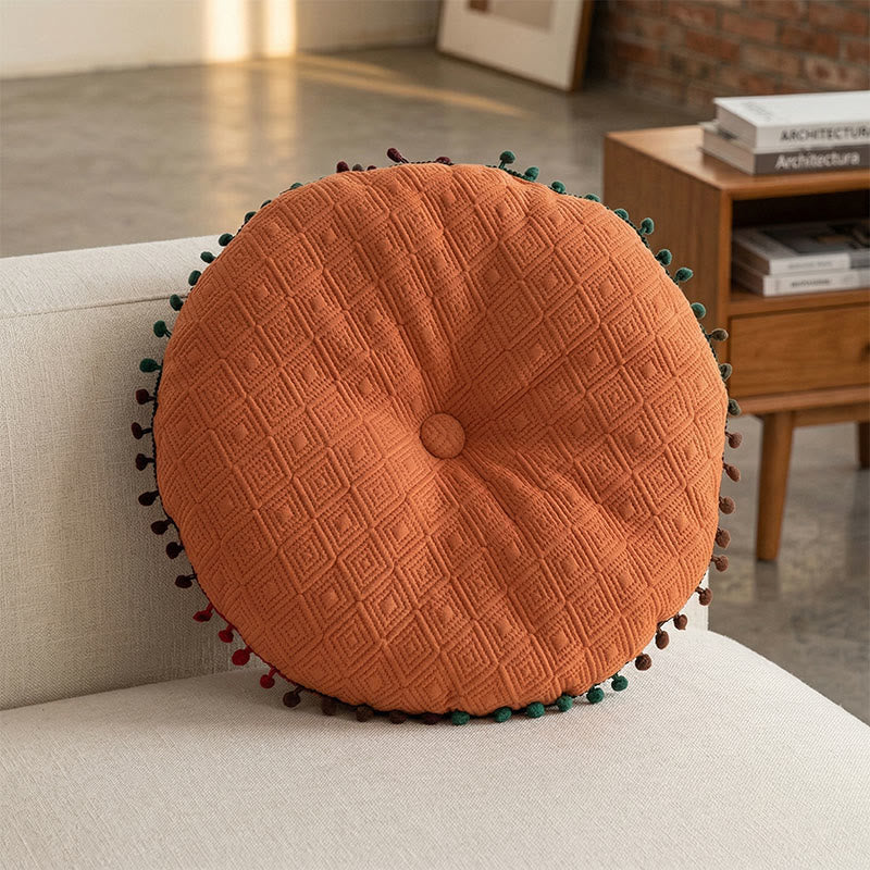 Cuscino decorativo rotondo con bottoni cuciti a mano - Arancia - 40 cm x 40 cm - image 3