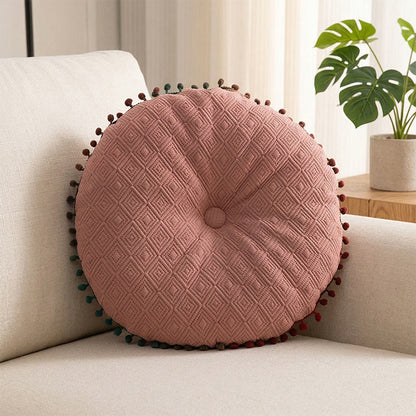 Cuscino decorativo rotondo con bottoni cuciti a mano - Rosa - 40 cm x 40 cm - image 4