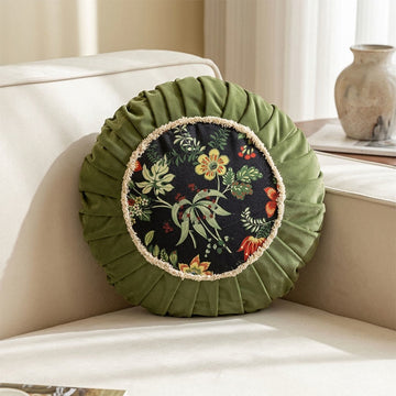 Cuscino decorativo vintage con motivo floreale cinese - Verde - 45 cm x 45 cm x 15 cm - image 0
