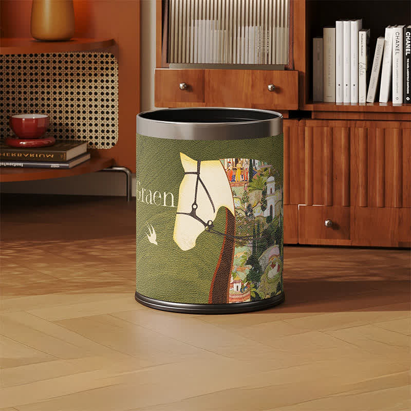 Cestino per rifiuti in pelle equestre con texture litchi - image 1
