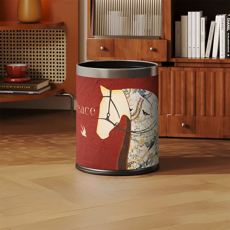 Cestino per rifiuti in pelle equestre con texture litchi - image 7