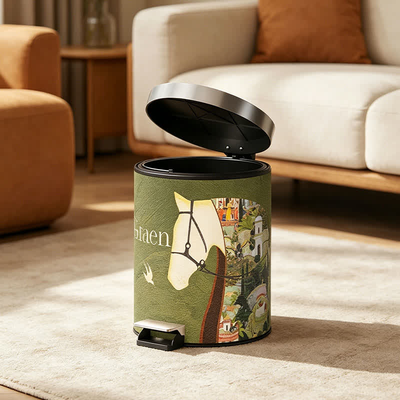 Cestino per rifiuti in pelle equestre con texture litchi - image 4