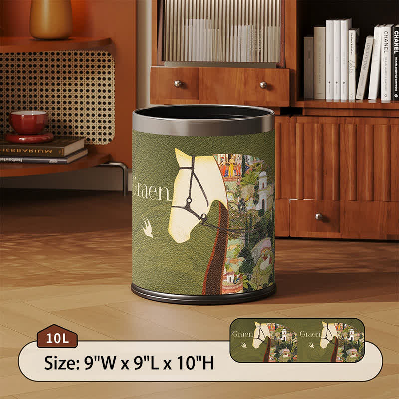 Cestino per rifiuti in pelle equestre con texture litchi - Verde - Standard - 22.5 x 22.5 x 26cm - image 2