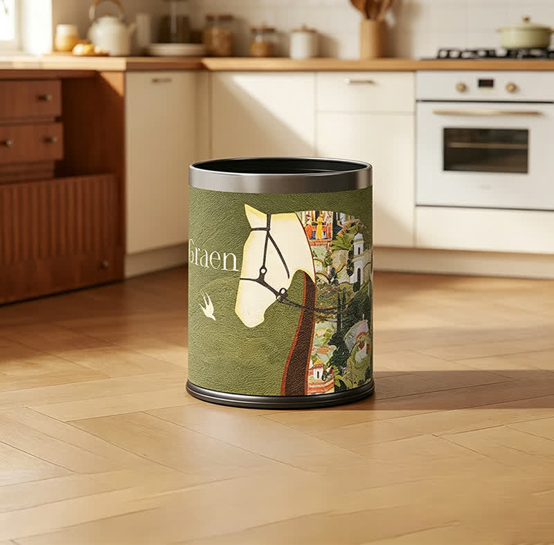 Cestino per rifiuti in pelle equestre con texture litchi - image 0