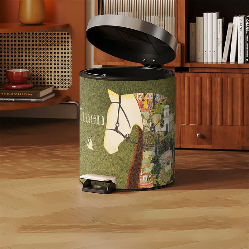 Cestino per rifiuti in pelle equestre con texture litchi - image 3