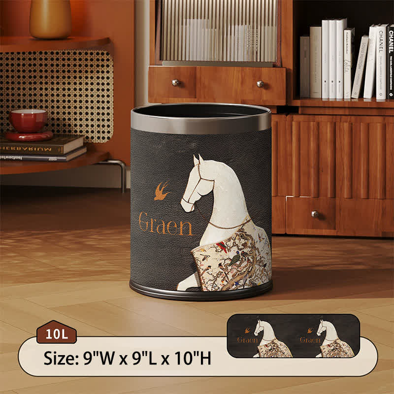 Cestino per rifiuti in stile classico orientale equestre - Nero - Standard - 22.5 x 22.5 x 26cm - image 8