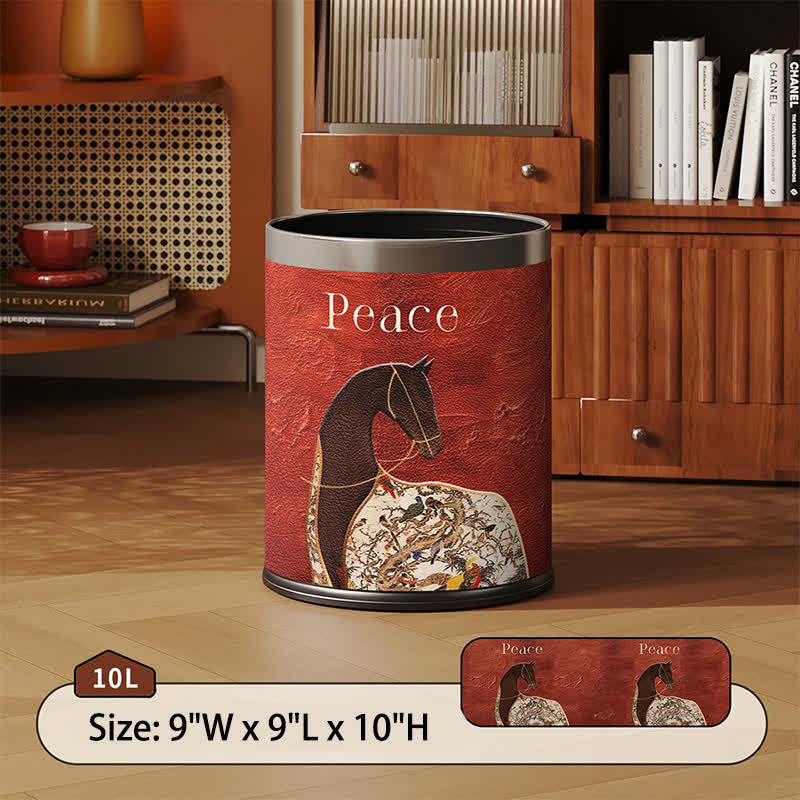 Cestino per rifiuti in stile classico orientale equestre - Rosso - Standard - 22.5 x 22.5 x 26cm - image 2